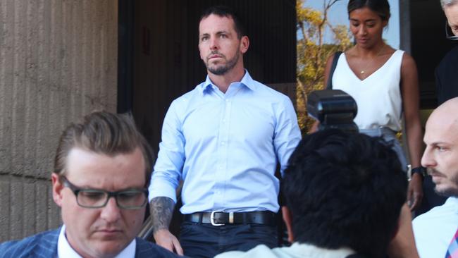 Former NT Police constable Zach Rolfe leaves the Alice Springs Local Court after giving evidence at an inquest into the death of Kumanjayi Walker. Picture: Jason Walls