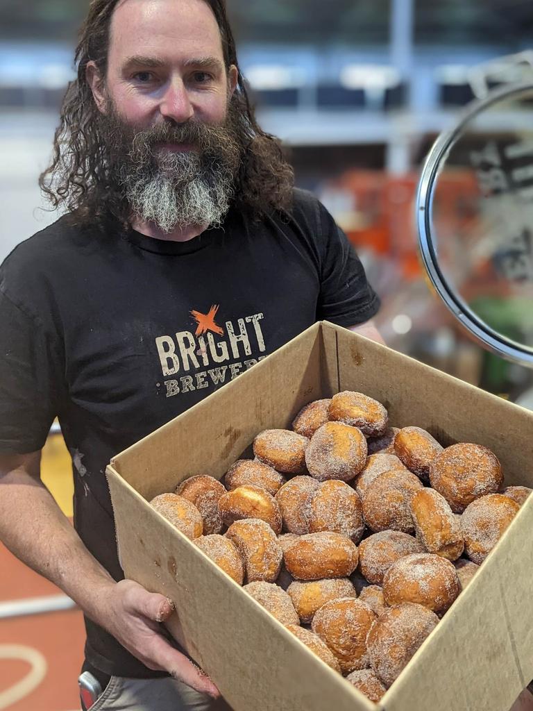 David Stokie with jam donuts.