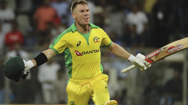 David Warner blasted a stunning century to set up victory in Mumbai.