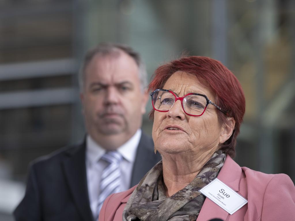 Minister for local Government Nic Street and Chair of the Local Government Board Sue Smith at Hobart. Picture: Chris Kidd