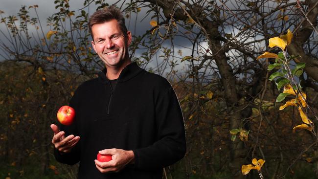 Andrew Smith of R &amp; R Smith with the new variety of apple yet to be named that has been created in partnership with Woolworths. Picture: Nikki Davis-Jones