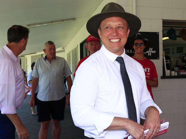 Premier Steven Miles visits pre polling at the Caloundra Cricket Club on the Sunshine Coast.  Pics Adam Head