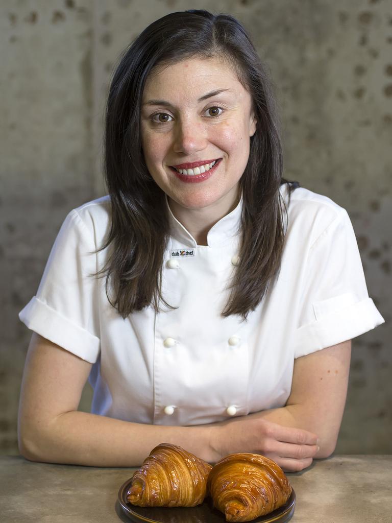 Pastry chef Kate Reid in her mega-popular croissant shop Lune in Fitzroy, Melbourne. Picture: Sarah Matray