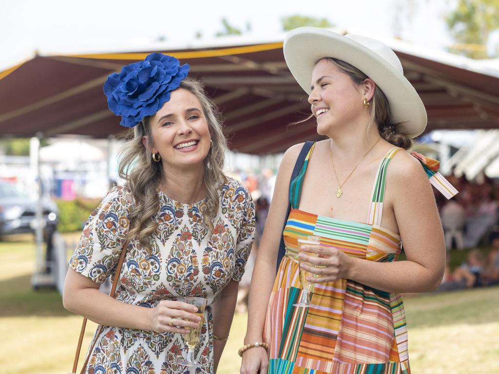 Locals Kirby Bolton and courtney Flynn enjoying themselves at the Ladies Day 2022 races. Picture: Floss Adams.