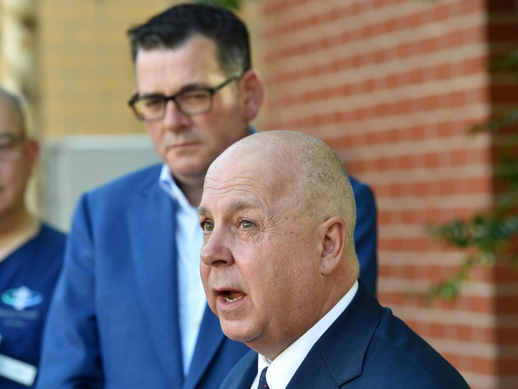 Victorian Treasurer Tim Pallas with Premier Daniel Andrews. Picture: Nicki Connolly