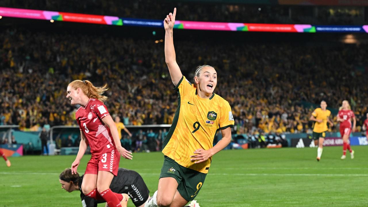 Caitlin Foord, celebrating a goal against Denmark, has been one of the stars of this year’s Women's World Cup. (Photo by Amy Halpin /DeFodi Images via Getty Images)