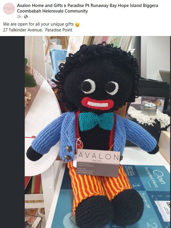 A Golliwog doll has been advertised at a Paradise Point gift shop