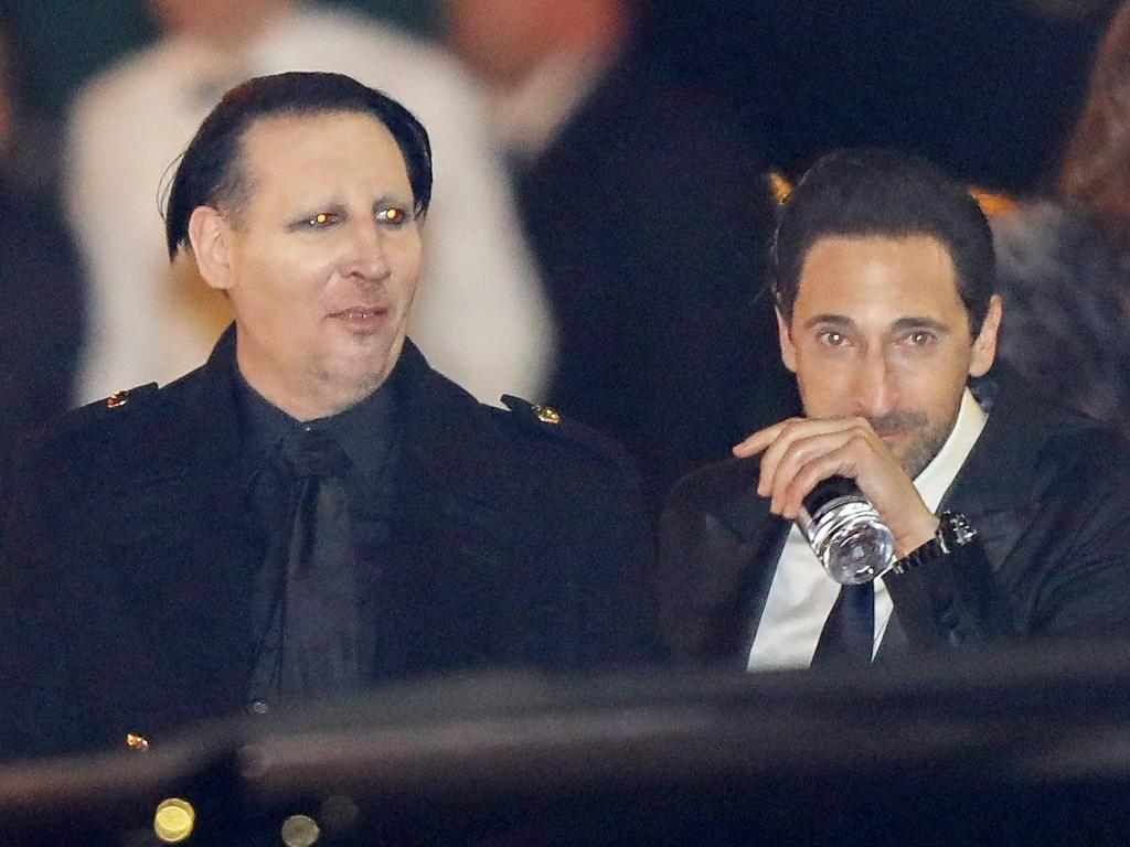 Adrien Brody and Marilyn Manson were seen leaving the Vanity Fair party together. Picture: BackGrid 