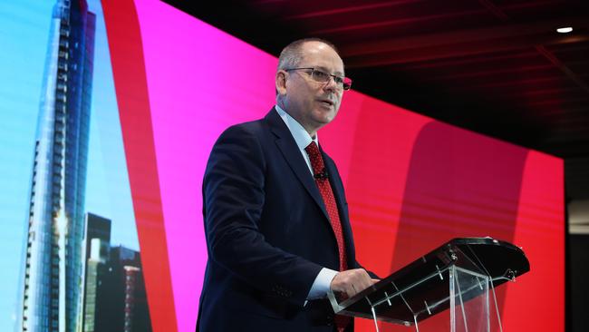 Westpac CEO Peter King at a digital banking and ESG briefing on Wednesday. Picture: John Feder