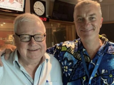 3AW news reader Denis O'Kane with Tom Elliott.Picture: Supplied