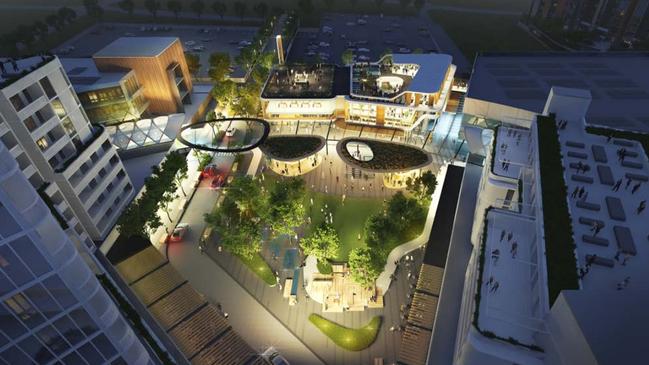 Artist impressions of a new Town Green for Rouse Hill Town Centre.