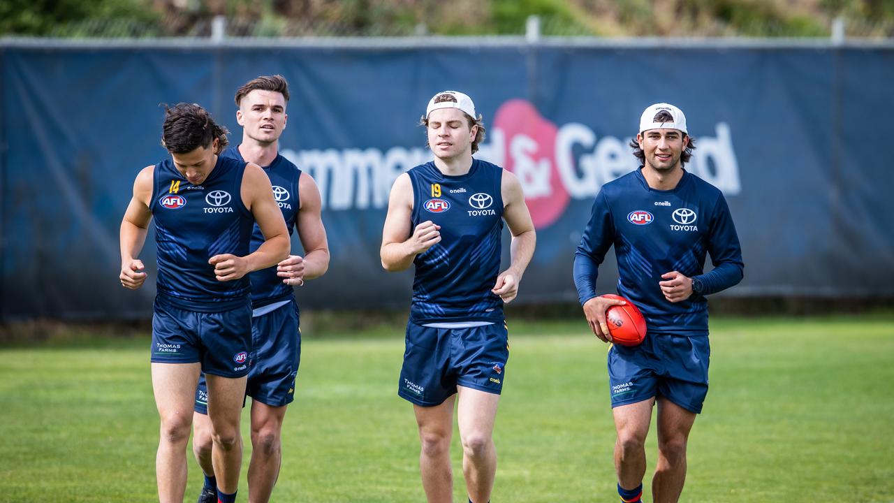 Josh Rachele (right, pictured earlier in pre-season) is back training with the main squad. Picture: Tom Huntley