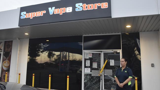 A vape store after it was allegedly ram-raided. Picture: Sierra Haigh