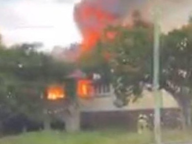 Fire engulfs a home in Hamilton on Sunday afternoon.