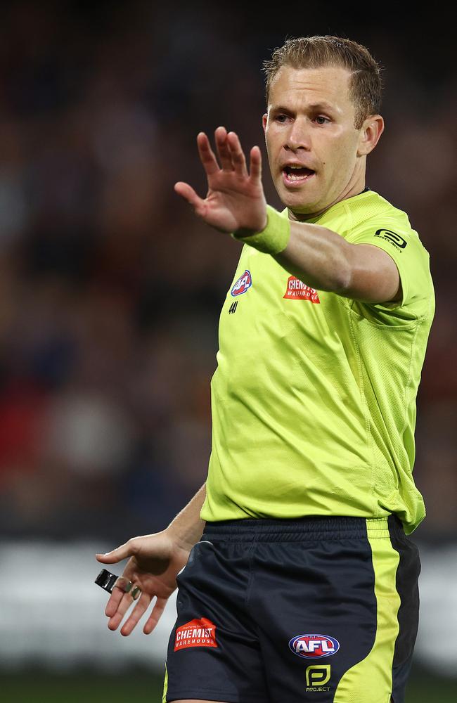 Umpire Alex Whetton was sent back to the VFL after his decision in the Fremantle vs Carlton game. Pic: Michael Klein