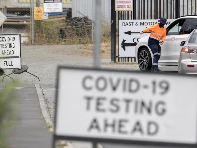 Covid testing at the Hobart Showgrounds, Glenorchy.