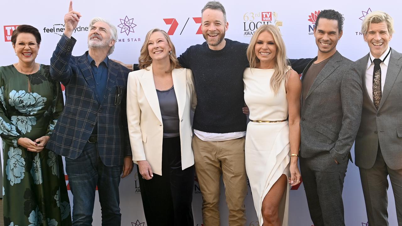 The Gold Logie nominees, (from left) Julia Morris, Shaun Micallef, Leigh Sales, Hamish Blake, Sonia Kruger, Mark Coles Smith and Osher Gunsberg. Picture: Jeremy Piper