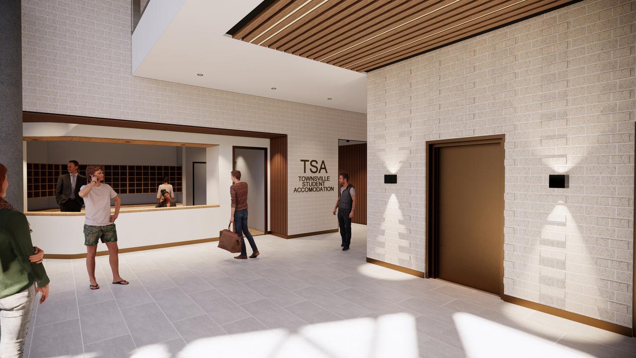 An artist impression of the JCU student accommodation block lobby. Picture: Nettletontribe