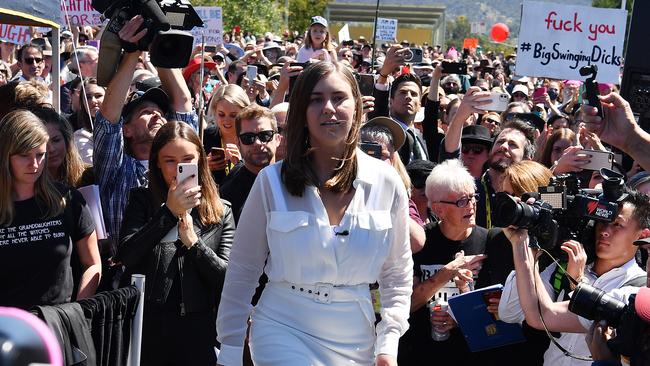 Brittany Higgins at a women’s action rally outside Parliament House in 2021. Picture: Sam Mooy/Getty Images