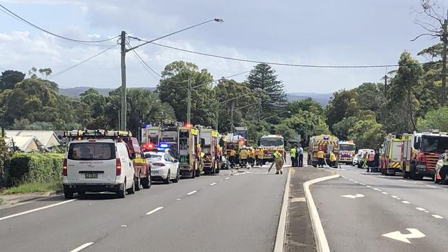 Emergency services are rushing to fight a massive industrial factory blaze on Sydney's northern beaches, Picture: Jim O'Rourke