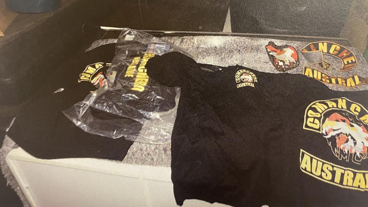 Patches and colours seized from the home of an Adelaide member of the Comanchero in 2022