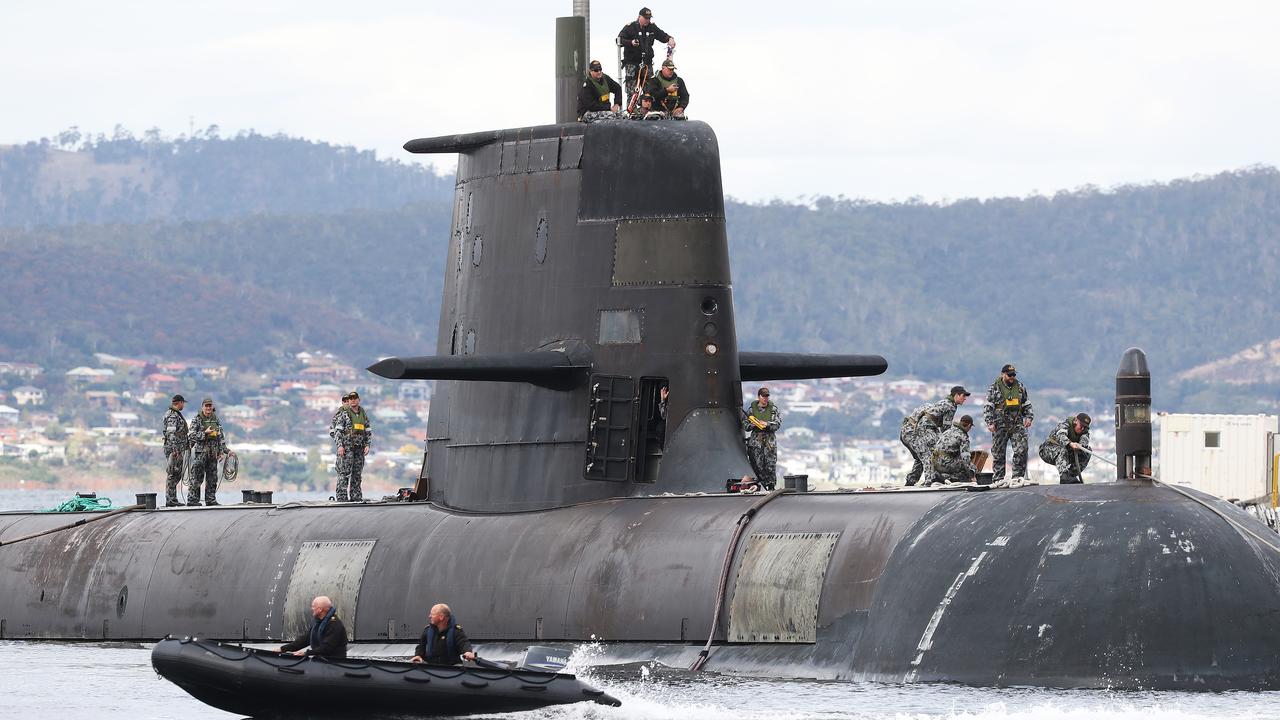 Australian submarine HMAS Waller arrives in Hobart, Tasmania The