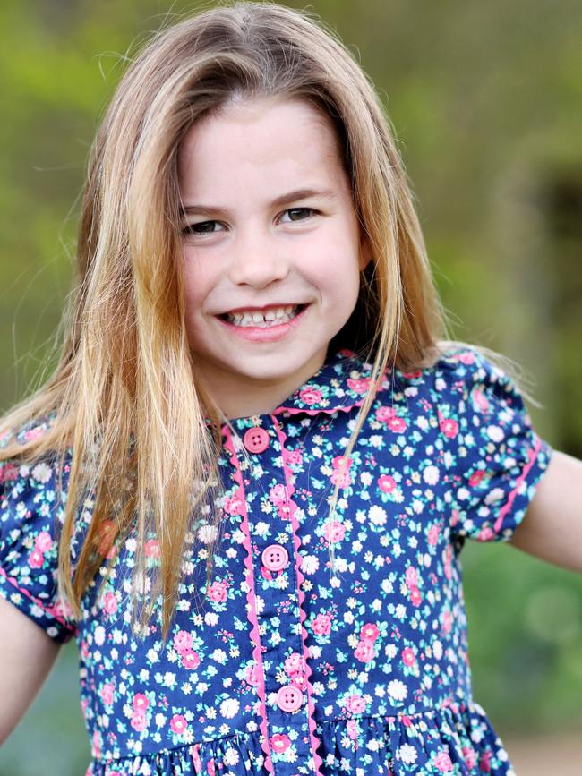 A portrait of Princess Charlotte has been released by Kensington Palace and taken by the her mother Kate, to celebrate Charlotte’s sixth birthday today. Picture: The Duchess of Cambridge/Kensingston Palace/AFP