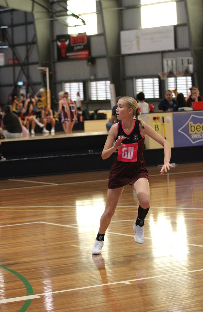 Netball action from QISSN 2024, Townsville.