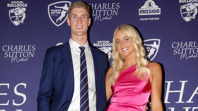 Tim English and Rudi Ellis at the Western Bulldogs Best and Fairest. Picture: Ian Currie