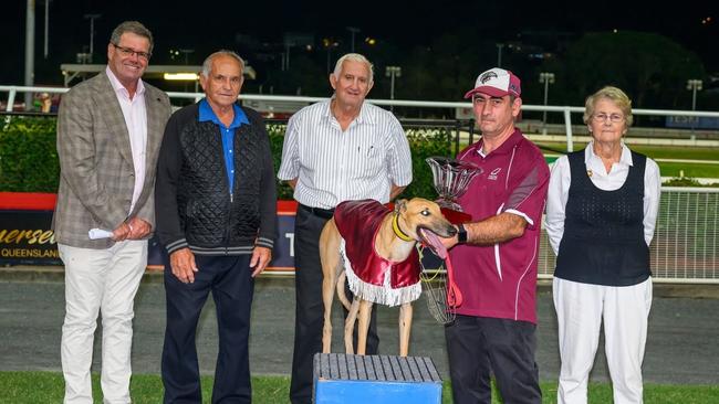 Peter Gleeson (left) at the presentation of the Queensland Derby at Albion Park last month