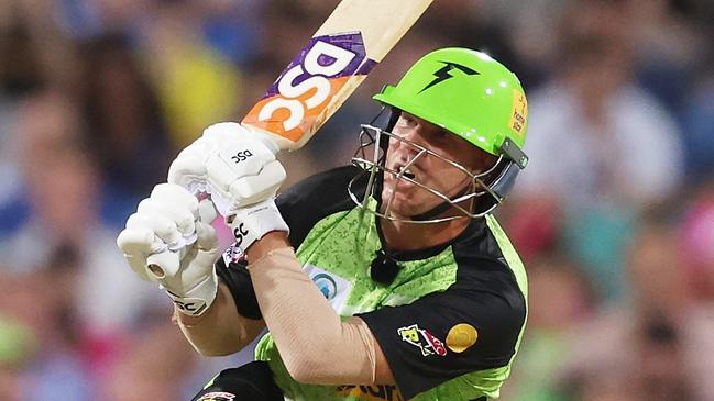 SYDNEY, AUSTRALIA - JANUARY 12:  David Warner of the Thunder bats during the BBL match between Sydney Sixers and Sydney Thunder at Sydney Cricket Ground, on January 12, 2024, in Sydney, Australia. (Photo by Matt King/Getty Images)