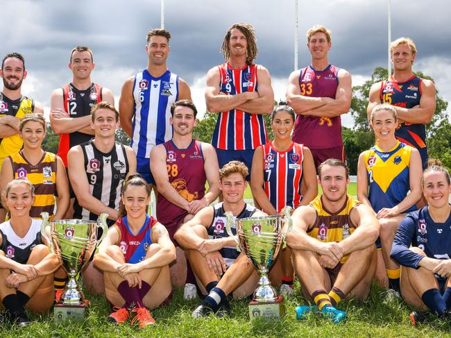 QAFL and QAFLW captains at AFLQ captain's day. Photo: Deion Menzies/Highflyer Images.