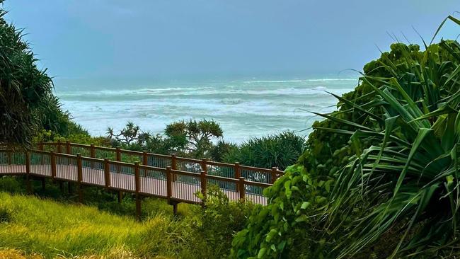 Wild seas were whipped up on the coast of North Stradbroke Island. Picture: Contributed