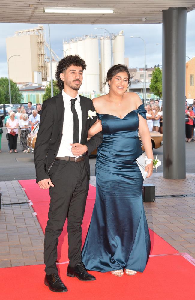 Toowoomba school formals. At the 2023 St Ursula's College formal is graduate Jessica Betros with her partner. Picture: Rhylea Millar