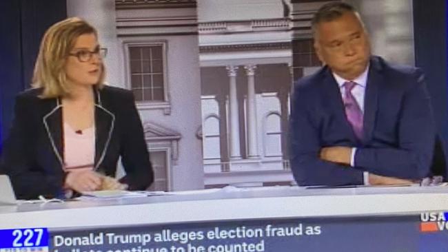 Ellen Fanning and Stan Grant co-host the ABC’s US election coverage.