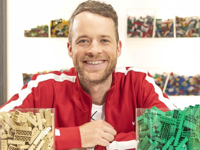 *WARNING EMBARGOED for the April 16 cover of The Guide* Hamish Blake returns as host of Lego Masters. Supplied by Channel 9.