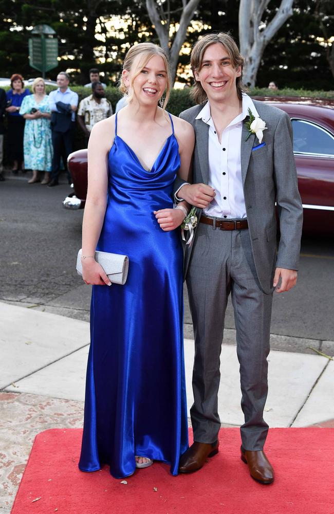 Kayla Wynne and Lochoe Uren at Centenary Heights State High School formal. Picture; Patrick Woods.