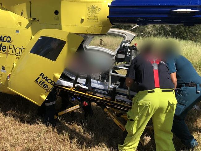 Mount Isa-based RACQ LifeFlight Rescue helicopter flew a woman, in her 20s, to Mount Isa Hospital after she was knocked out following a fall from a horse. Photo:  RACQ LifeFlight Rescue