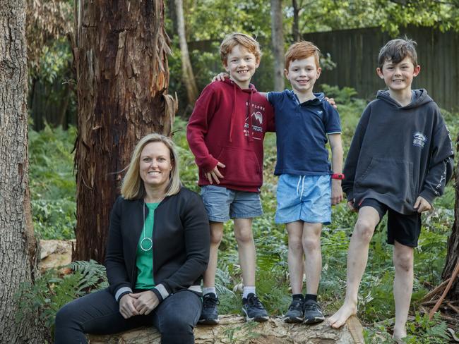 Amy Bromley, left, with son Jack, 8, centre, and his friends Logan, 8, and Callum, 8. Picture: Tim Pascoe