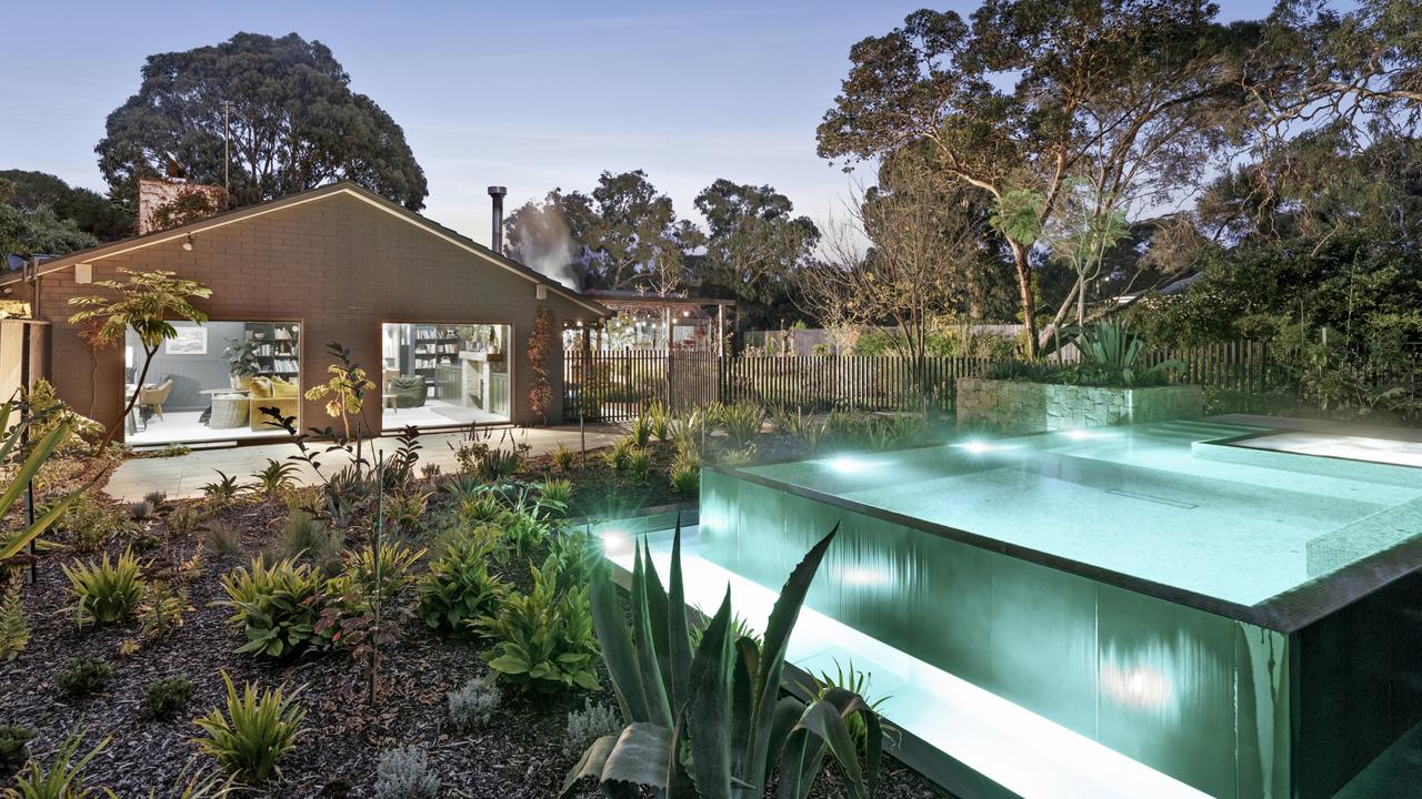 The stunning pool is the highlight feature of the back yard.