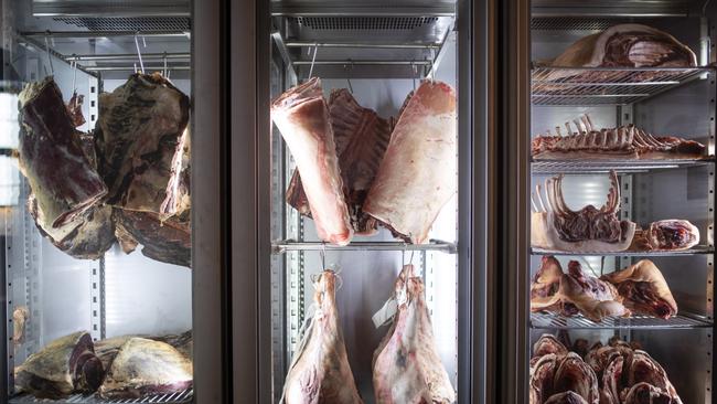 The dry-ageing meat cabinet at the soon-to-open City Winery, Fortitude Valley