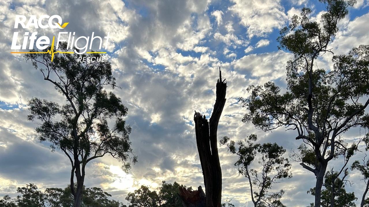 A man was working on a machine in Burrum Heads when a tree branch fell and injured his leg.