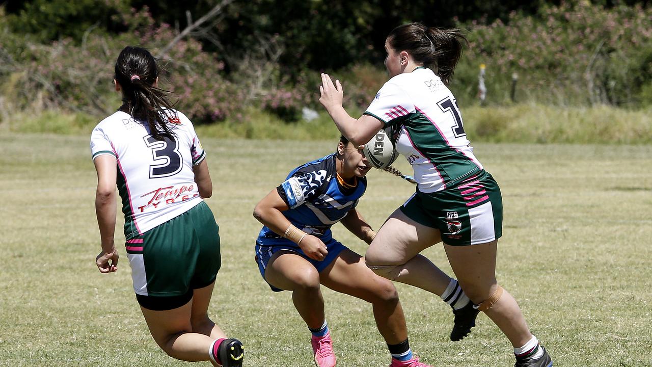 Amal Dandan from Lebanon. U16 Girls Lebanon v Maori Pango. Harmony Nines Rugby League. Picture: John Appleyard