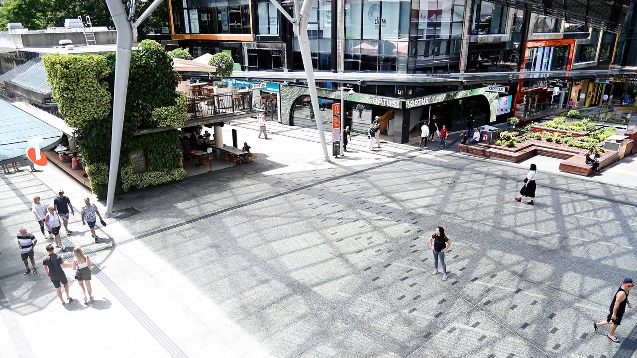 The ghost CBD of Queen Street Mall, Brisbane. 

Friday March 8, 2024. Picture, John Gass