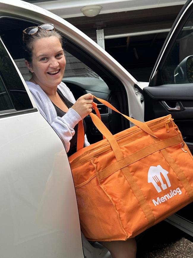 Newcastle mother Riana Prigg earns $300-$400 over roughly 12 hours each weekend driving for either Menulog or Doordash. Picture: Supplied