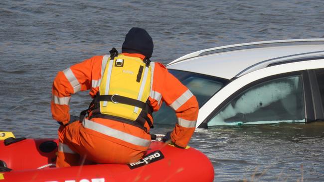 A car drove into a dam along McKenzie Drive in Wendouree.