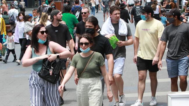 A bustling Cavill Ave, Surfers Paradise on Tuesday. Pic Mike Batterham