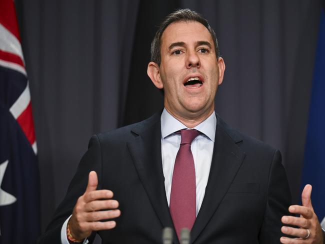 CANBERRA, AUSTRALIA  - NewsWire Photos - November 21, 2024: Federal Treasurer Jim Chalmers holds a press conference at Parliament House in Canberra. Picture: NewsWire / Martin Ollman