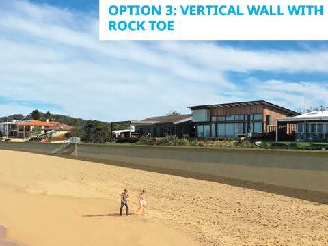 Five options for different seawall designs to prevent erosion at Wamberal Beach have been floated with option three preferred. Picture: Supplied