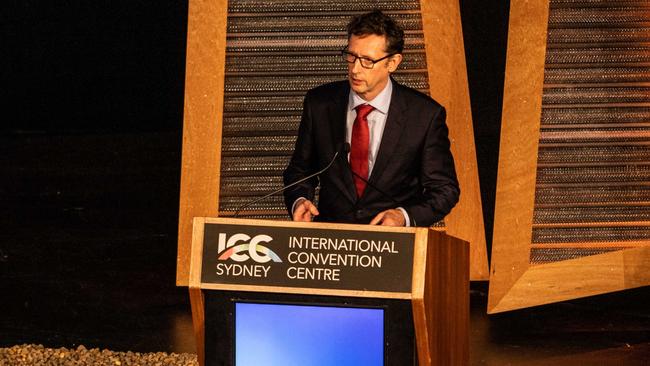 Finance Minister Stephen Jones presenting at ICA2023 in Sydney.